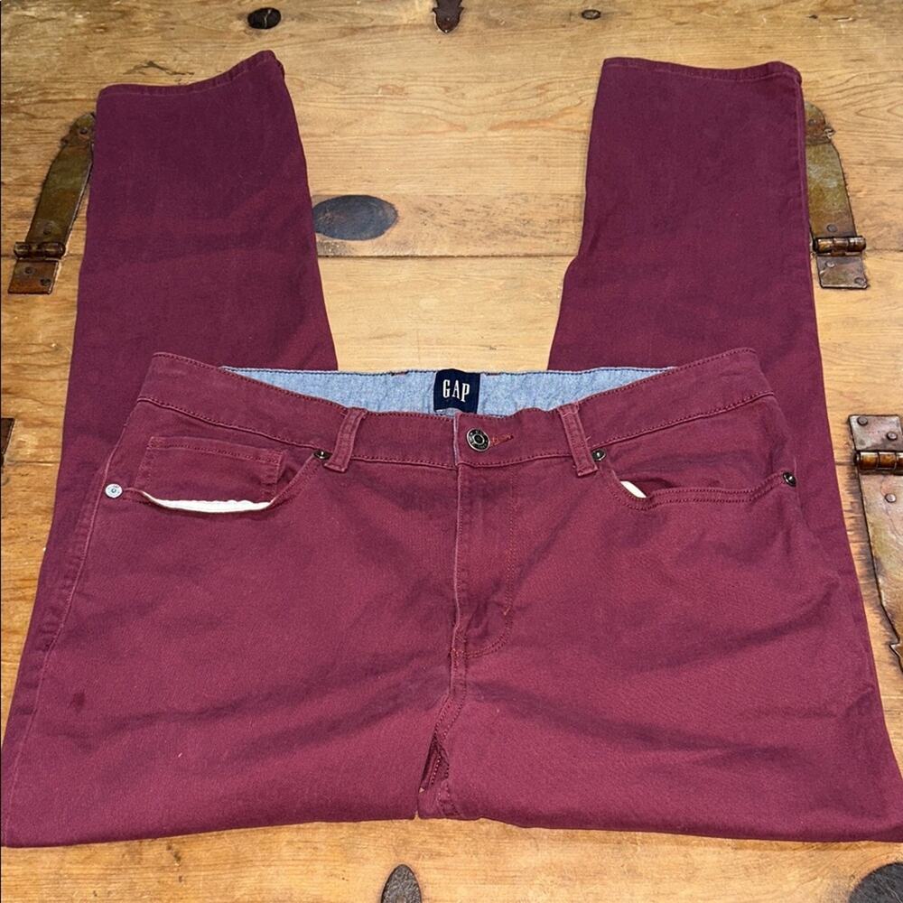 GAP Men’s Straight Leg Pants 34x32 Burgundy Maroon Casual Chino Classic Fit - Picture 7 of 9